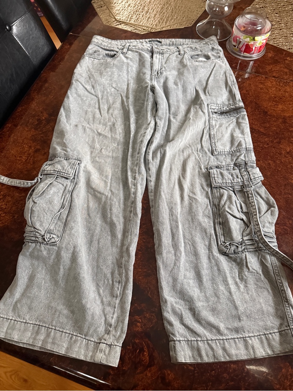 wild fable Light Gray Wide-Leg Cargo Jeans